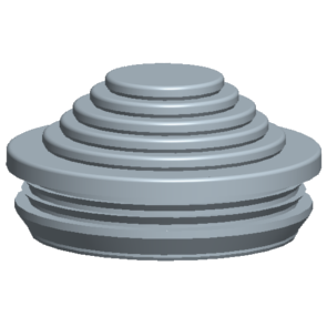 Stufennippel mit geschlossener Dichtungsmembran Material: TPE, grau ähnl. RAL 7035 Termperaturbereich: -20°C bis +80°C